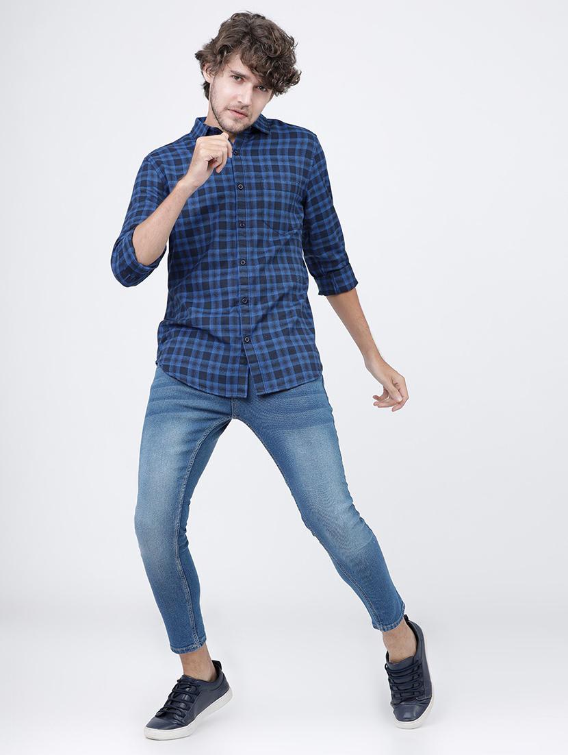 men long sleeved checkered casual shirt - 21487952 - Standard Image - 4