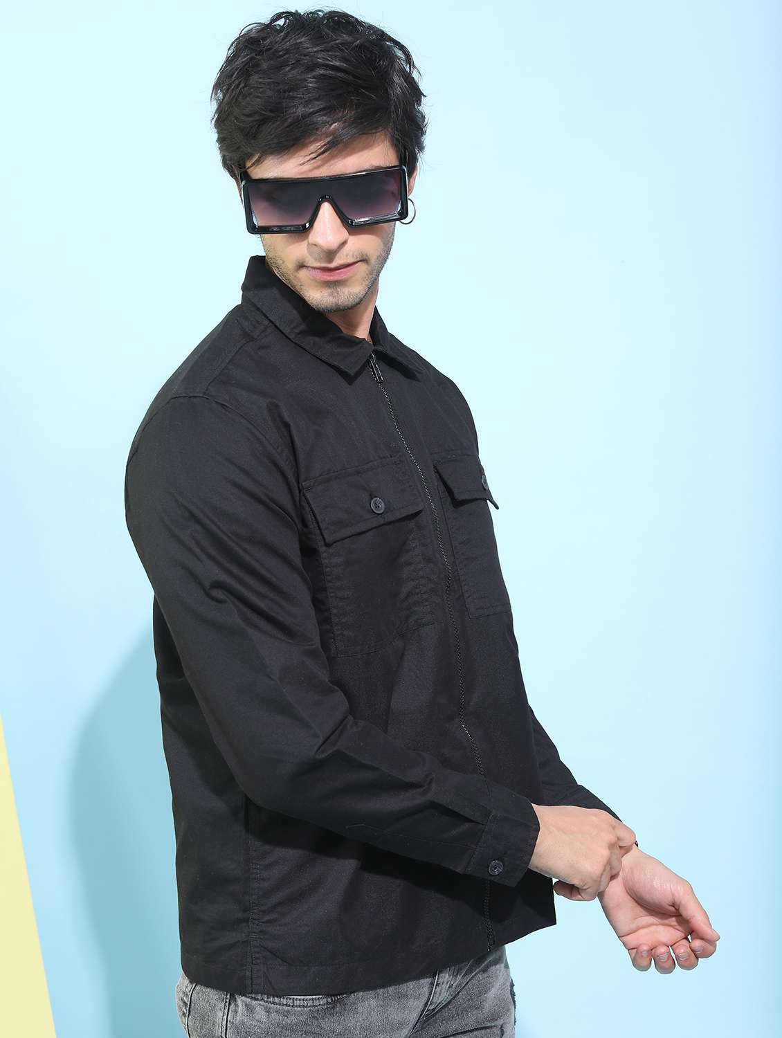 men long sleeved solid casual shirt - 21487961 -  Standard Image - 1