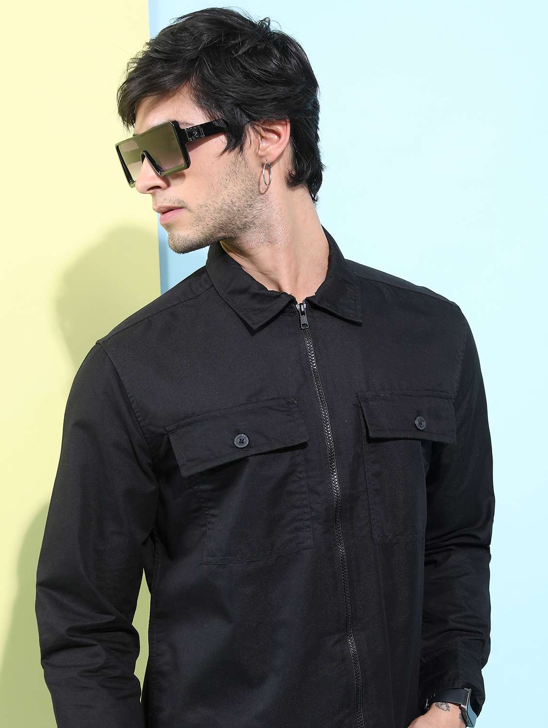men long sleeved solid casual shirt - 21487961 -  Standard Image - 4