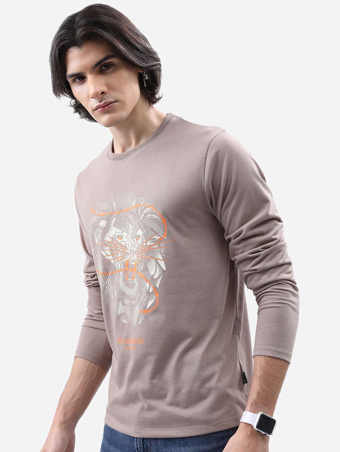 men round neck front print t-shirt - 21487972 -  Standard Image - 1