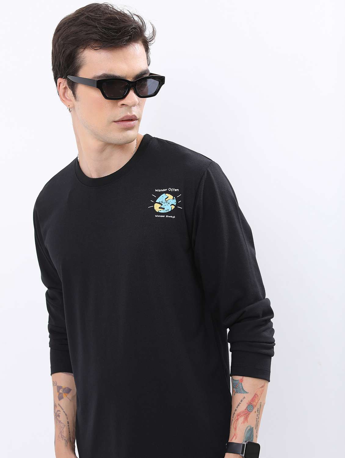 men round neck placement print t-shirt - 21487981 -  Standard Image - 1