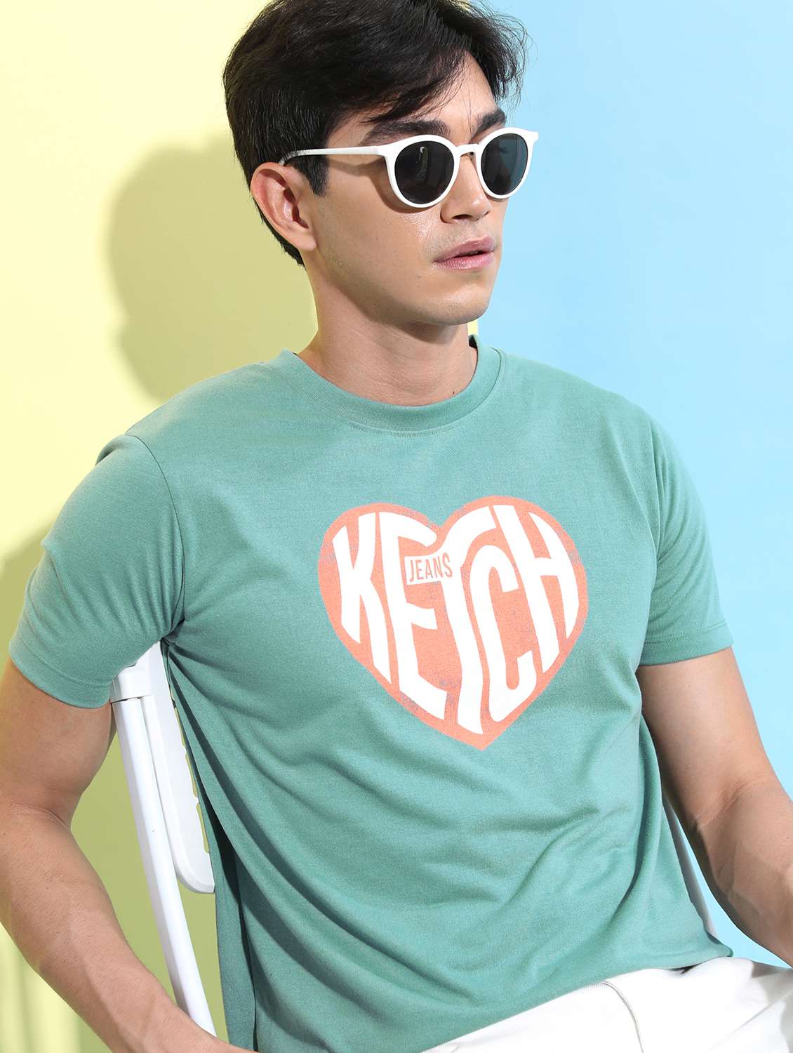 men round neck front print t-shirt - 21487985 -  Standard Image - 1