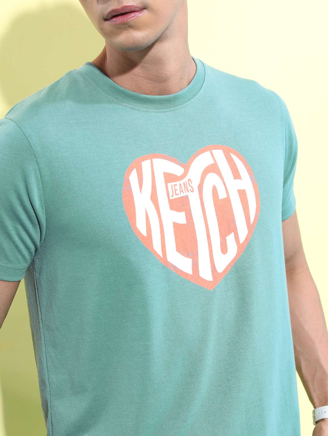 men round neck front print t-shirt - 21487985 -  Standard Image - 4