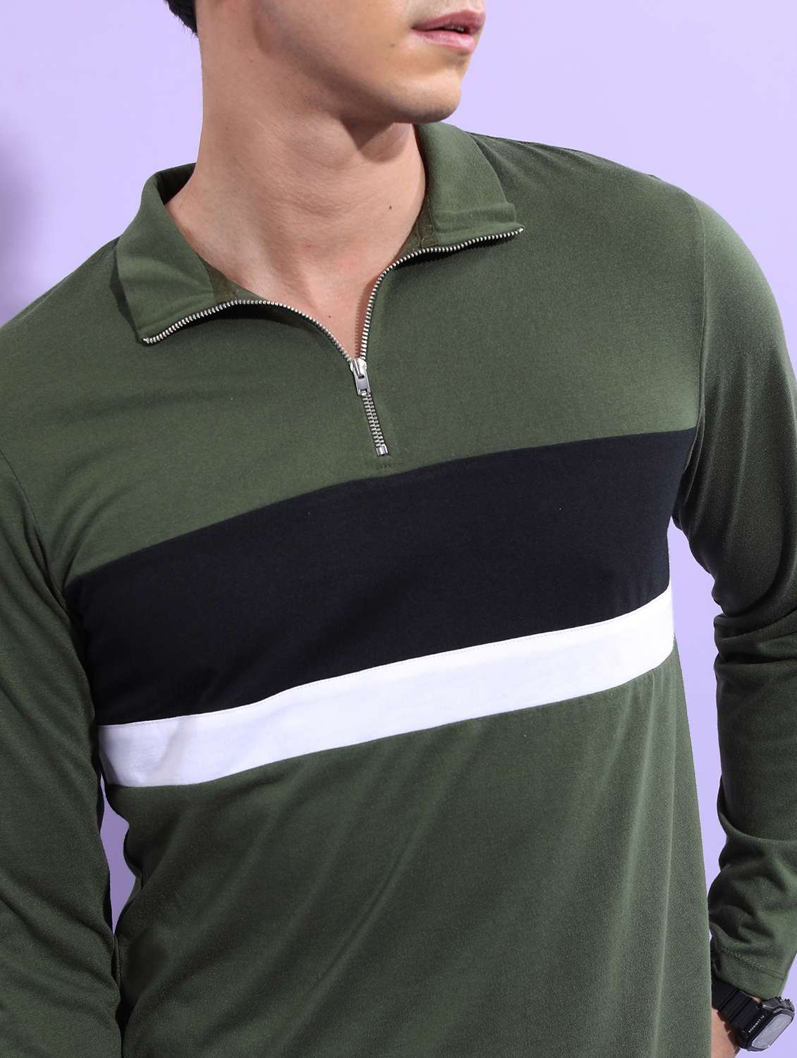 men polo neck color block t-shirt - 21487997 - Standard Image - 4