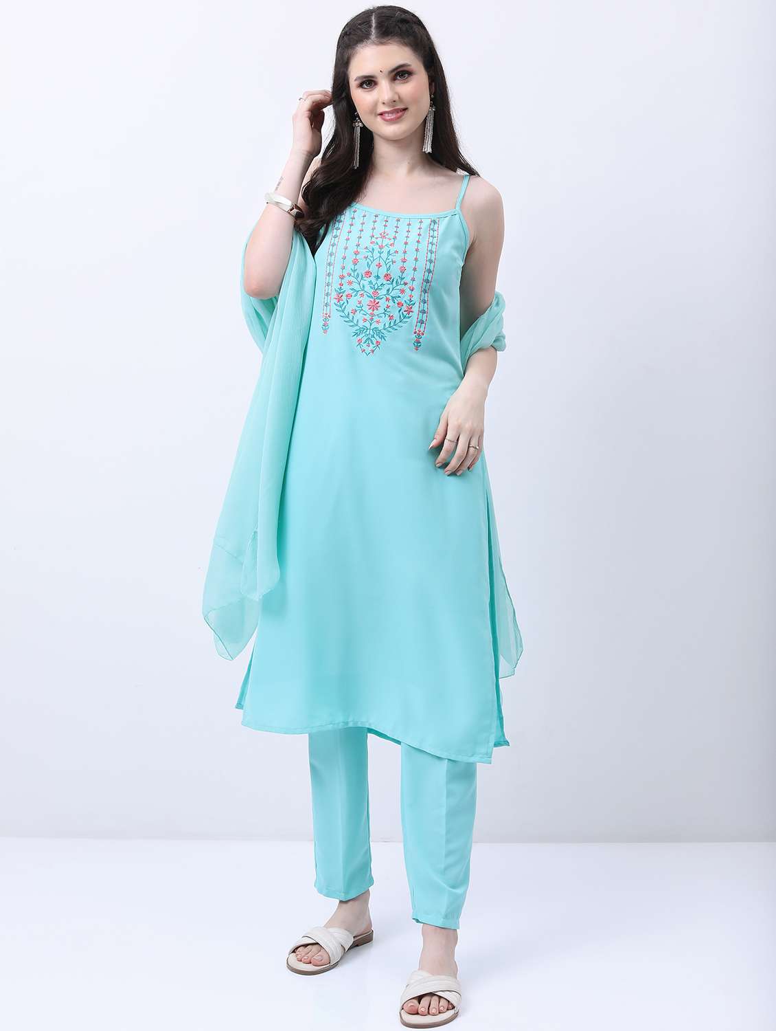 women light blue kurta pant set with dupatta - 21488129 -  Standard Image - 1