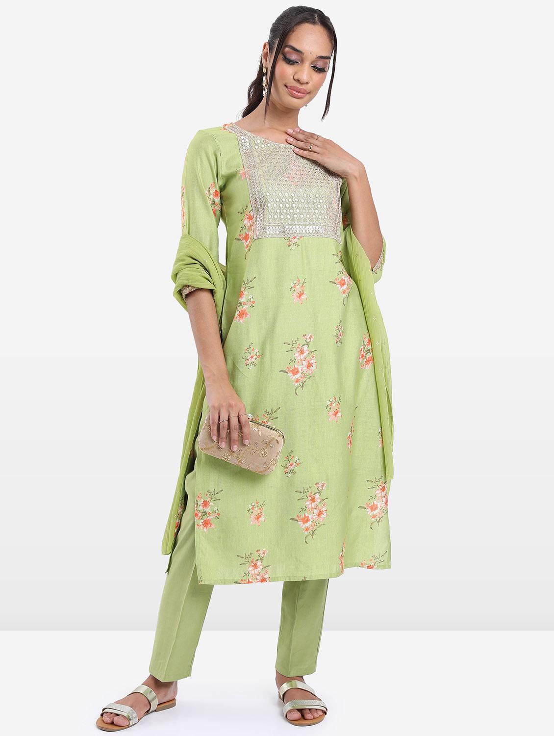 women neo mint kurta pant set with dupatta - 21488147 - Zoom Image - 0