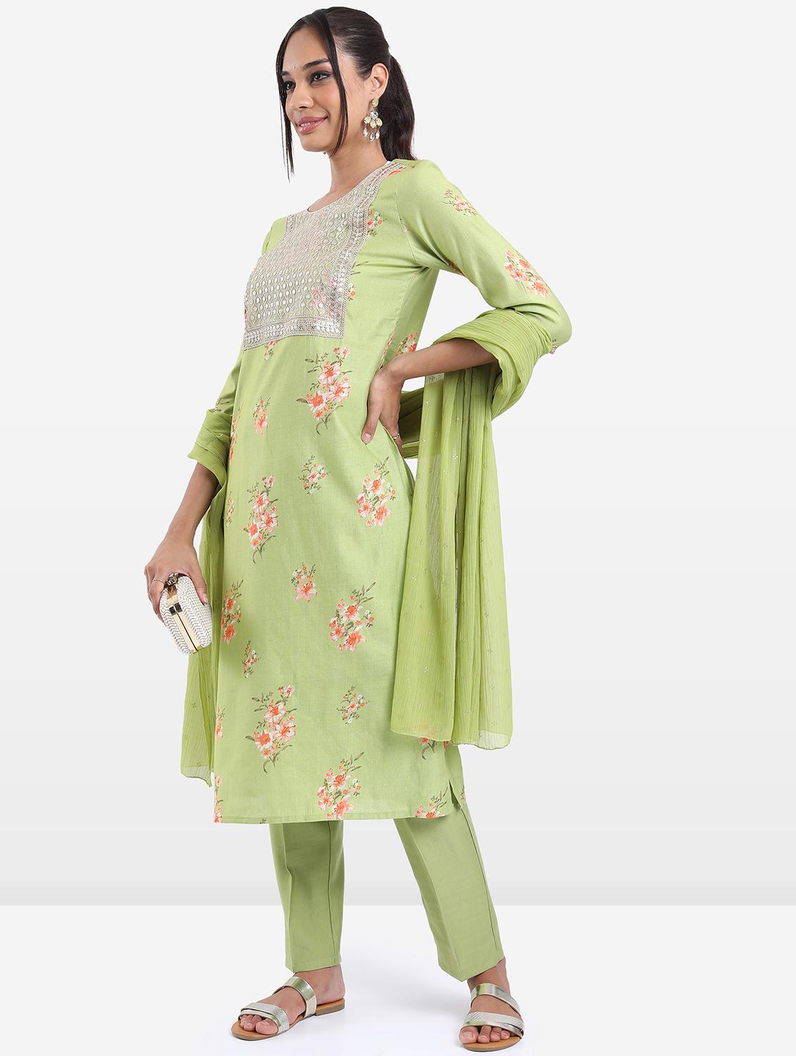 women neo mint kurta pant set with dupatta - 21488147 -  Standard Image - 1