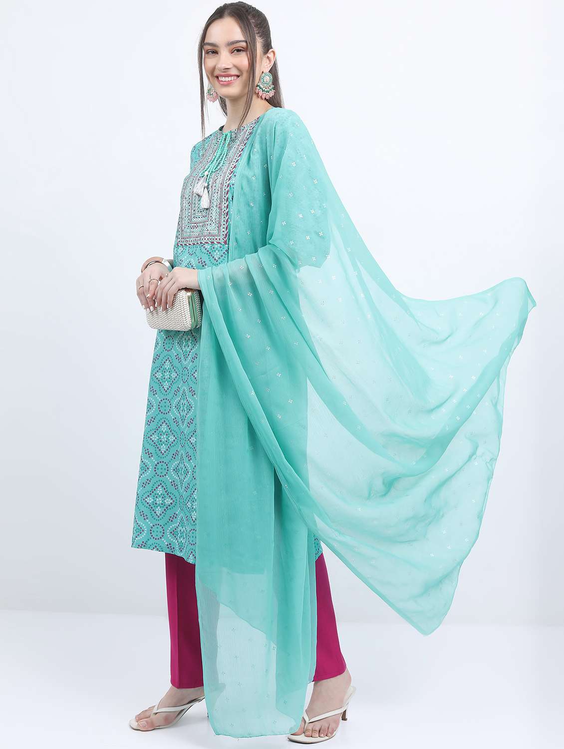women printed kurta pant set with dupatta - 21488194 -  Standard Image - 1