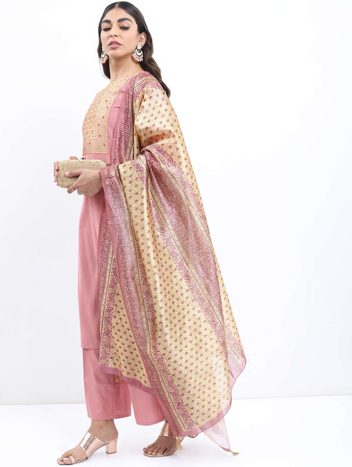 women pink kurta palazzo set with dupatta - 21488216 -  Standard Image - 1