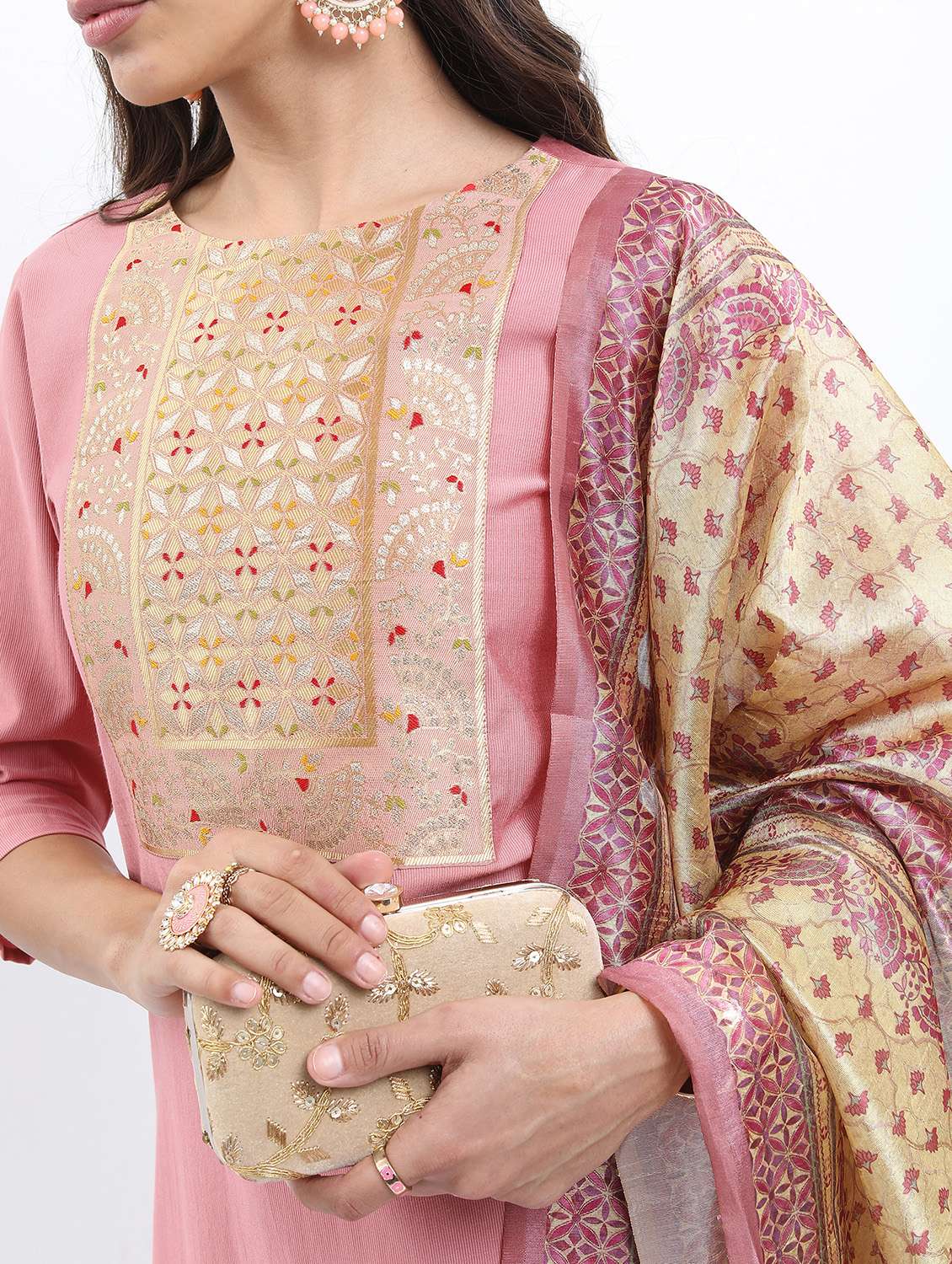 women pink kurta palazzo set with dupatta - 21488216 -  Standard Image - 4