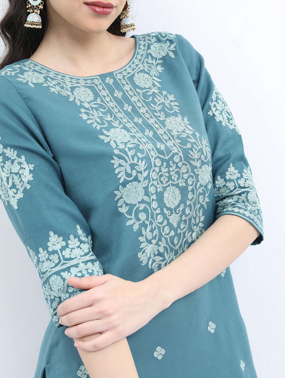 women light blue kurta pant set - 21488237 -  Standard Image - 4