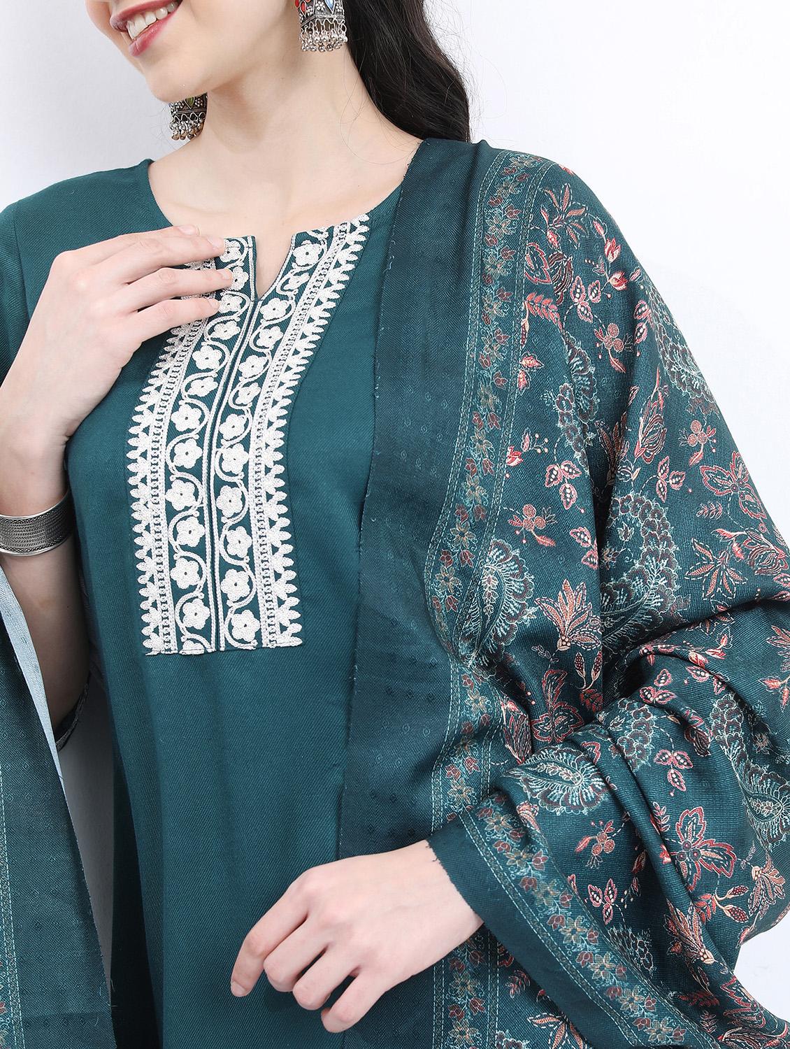 women teal kurta pant set with dupatta - 21488251 - Standard Image - 4