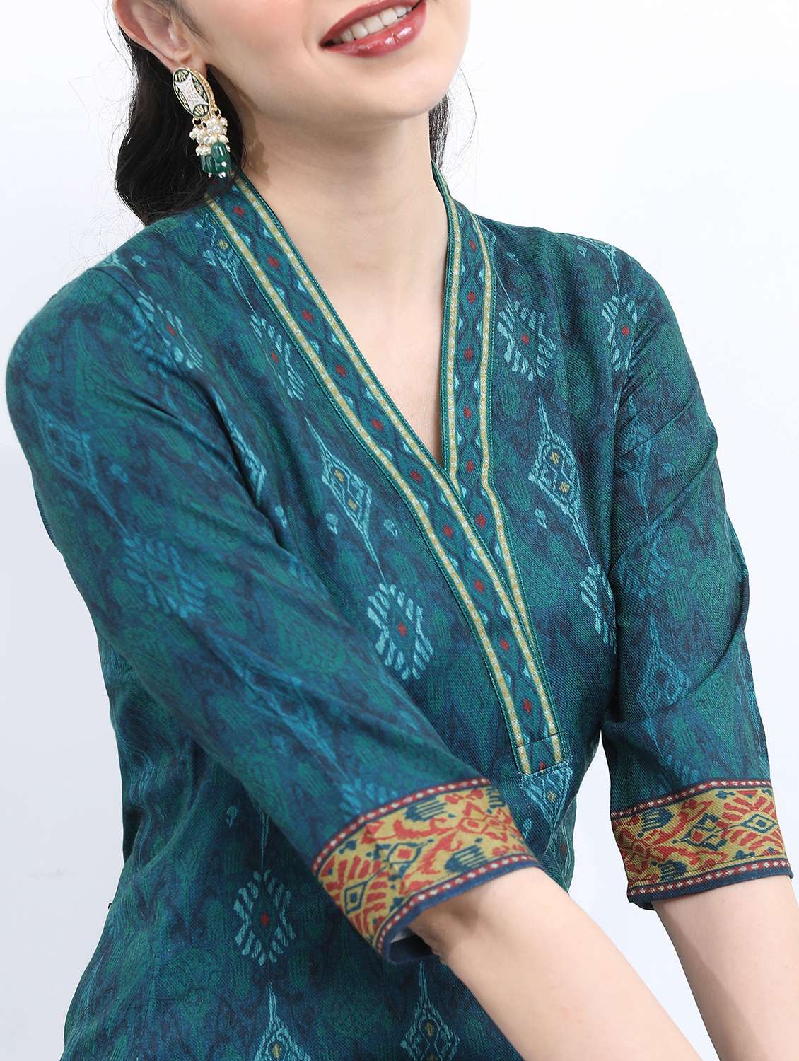 green self-designed kurta pant set - 21488259 -  Standard Image - 4