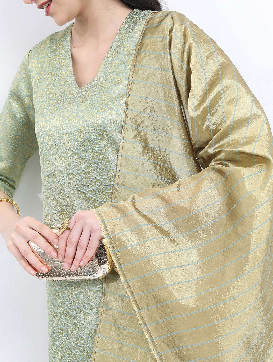 women green kurta palazzo set with dupatta - 21488276 -  Standard Image - 4