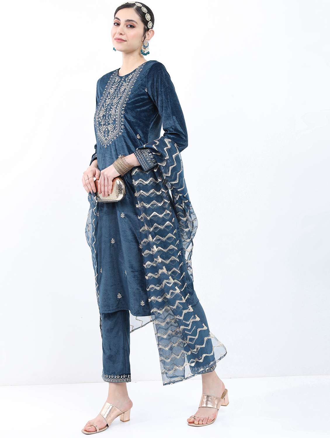 women blue kurta pant set with dupatta - 21488296 - Standard Image - 1