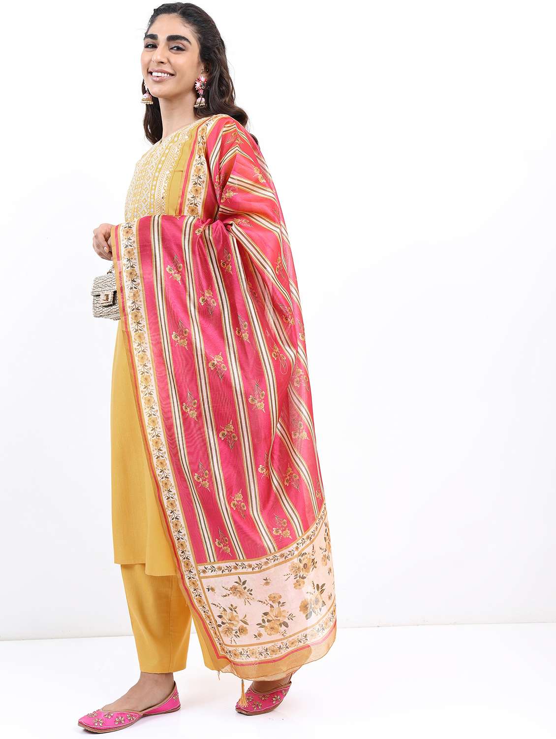 women yellow kurta pant set with dupatta - 21488315 - Standard Image - 1