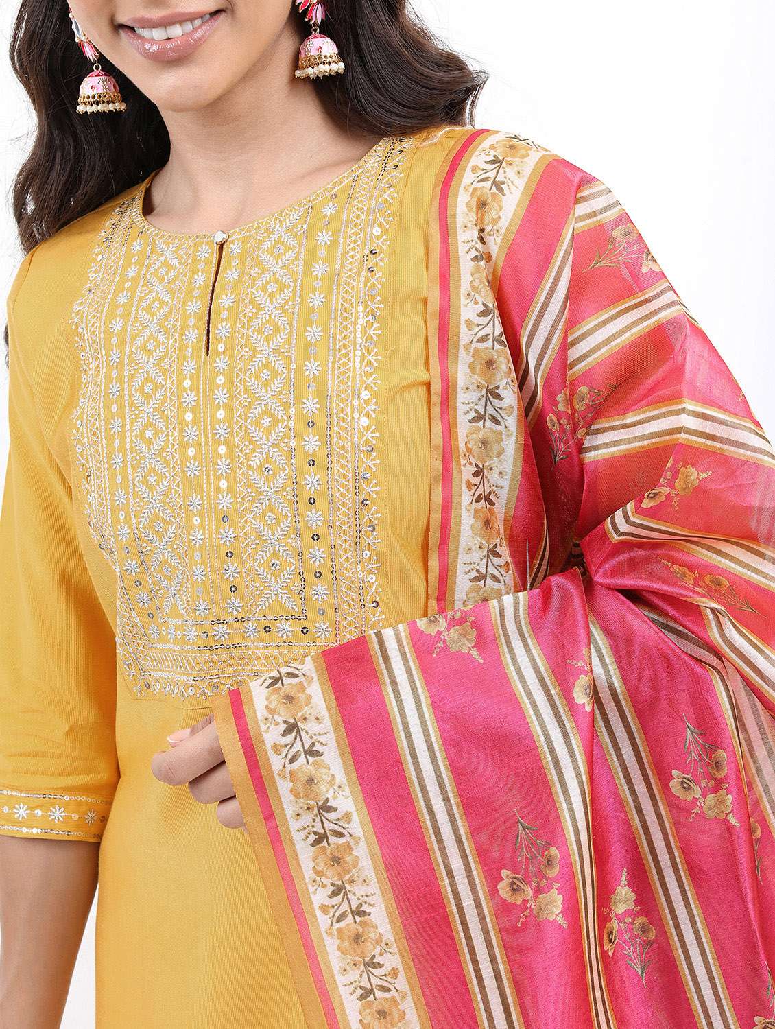 women yellow kurta pant set with dupatta - 21488315 - Standard Image - 4