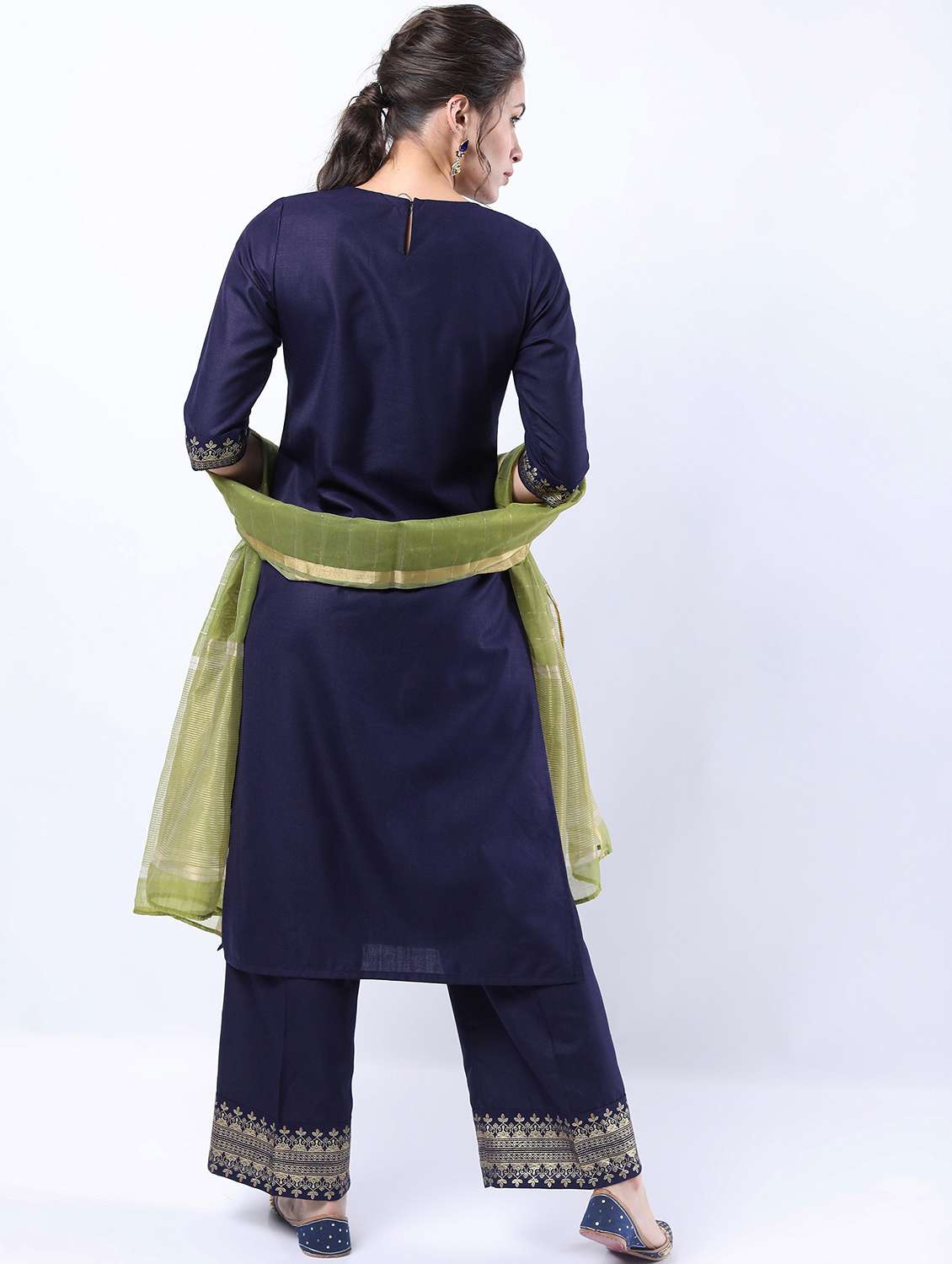 women blue kurta palazzo set with dupatta - 21488325 -  Standard Image - 1