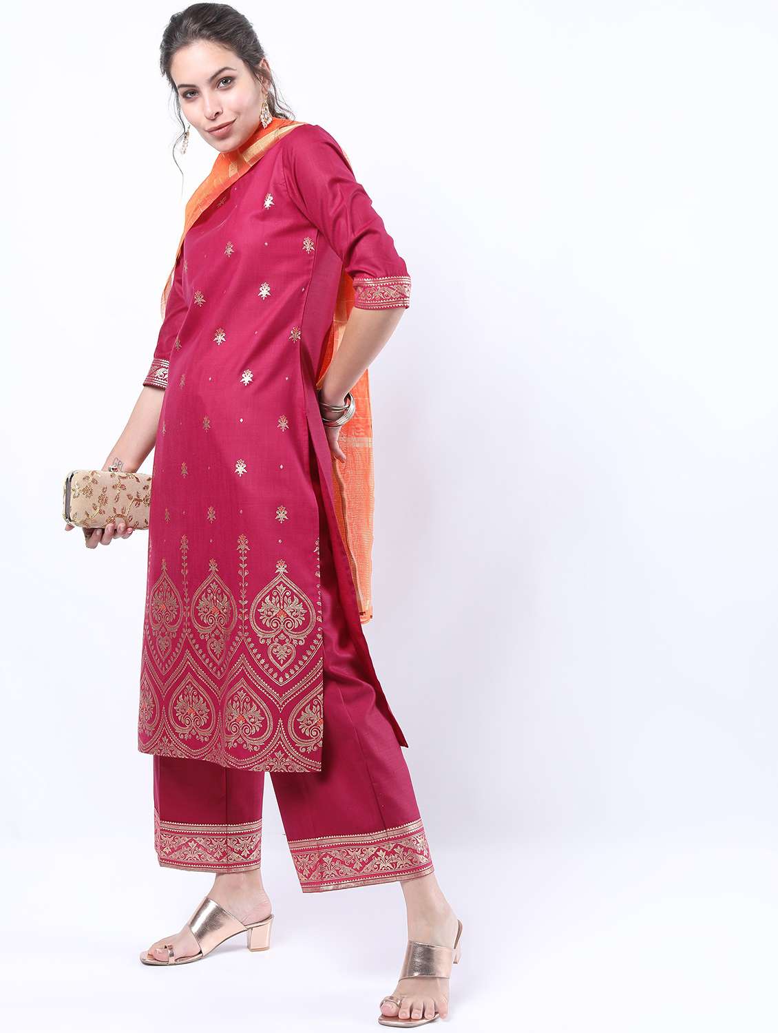 women pink kurta pant set with dupatta - 21488327 -  Standard Image - 1