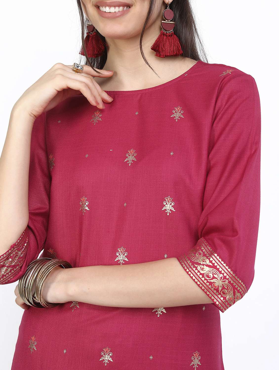 women pink kurta palazzo set  - 21488328 -  Standard Image - 4