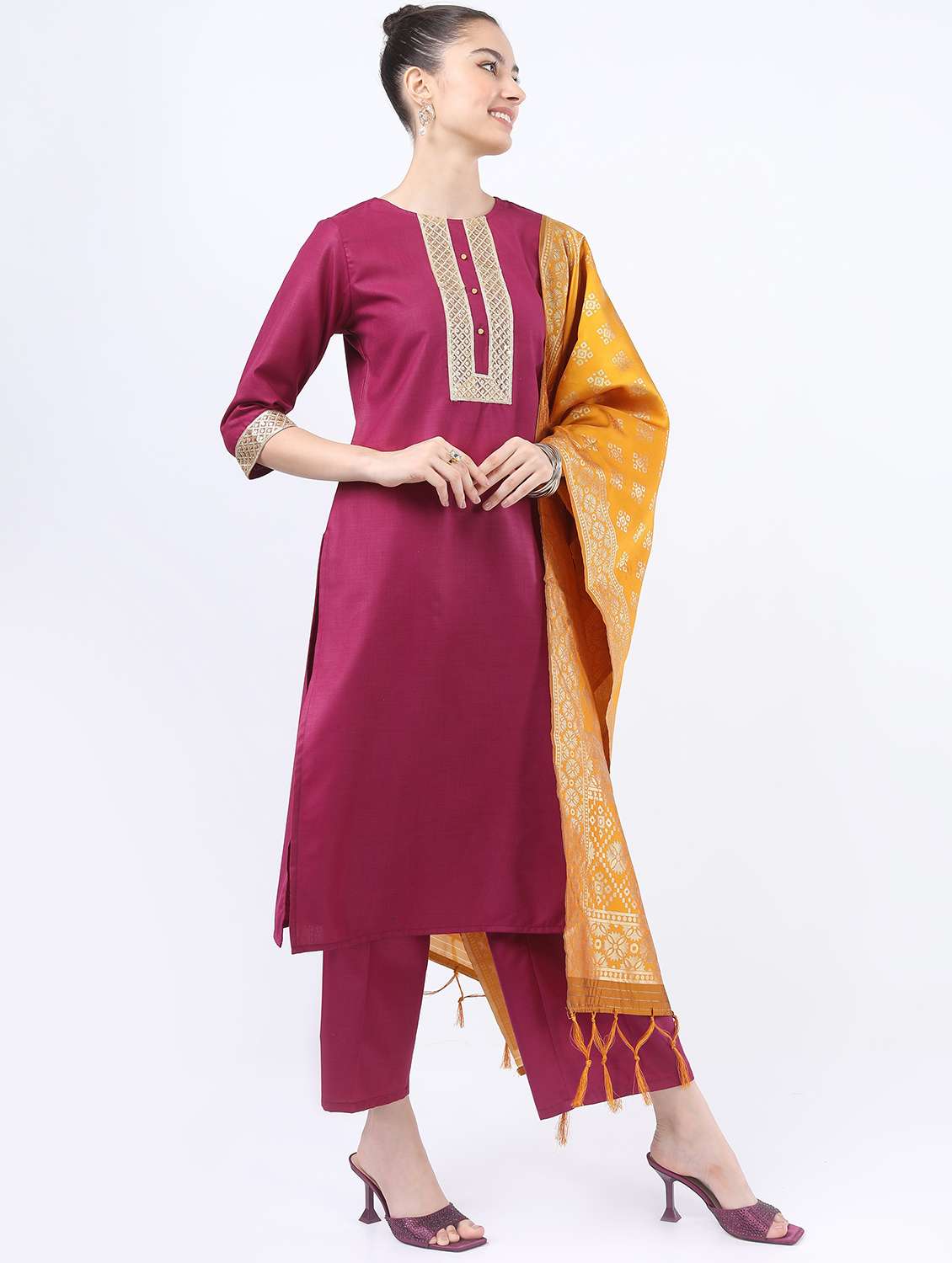 women pink kurta pant set with dupatta - 21488336 -  Standard Image - 1