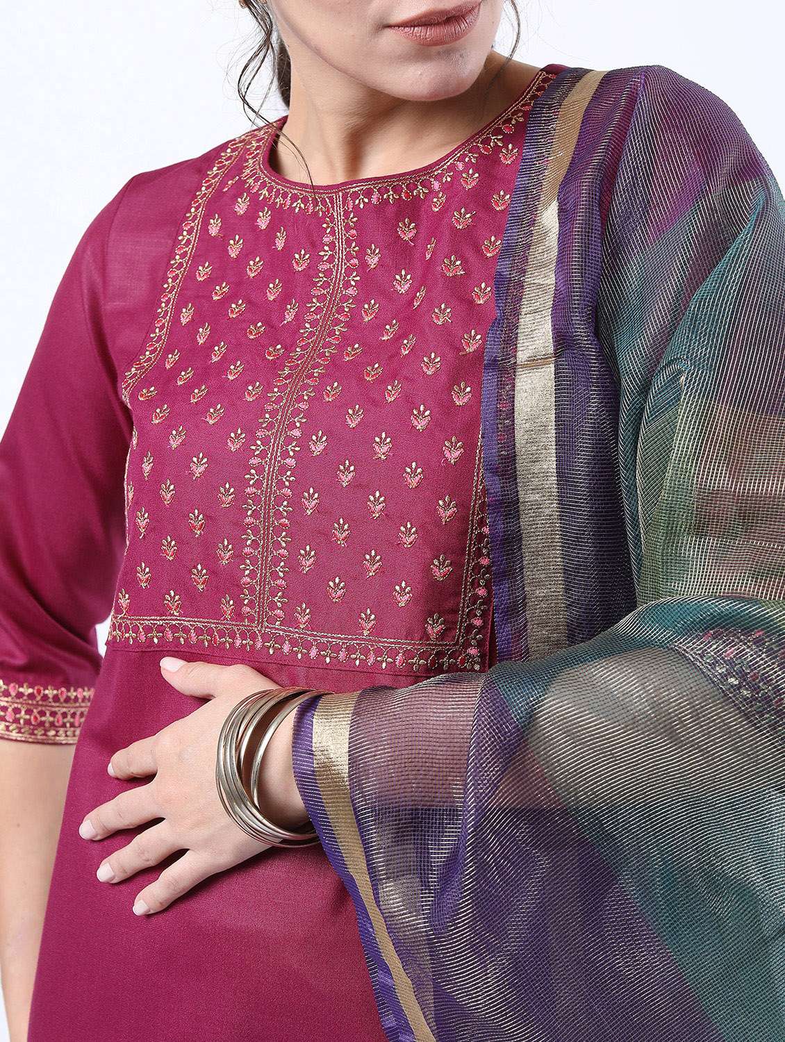 women pink kurta palazzo set with dupatta - 21488360 -  Standard Image - 4