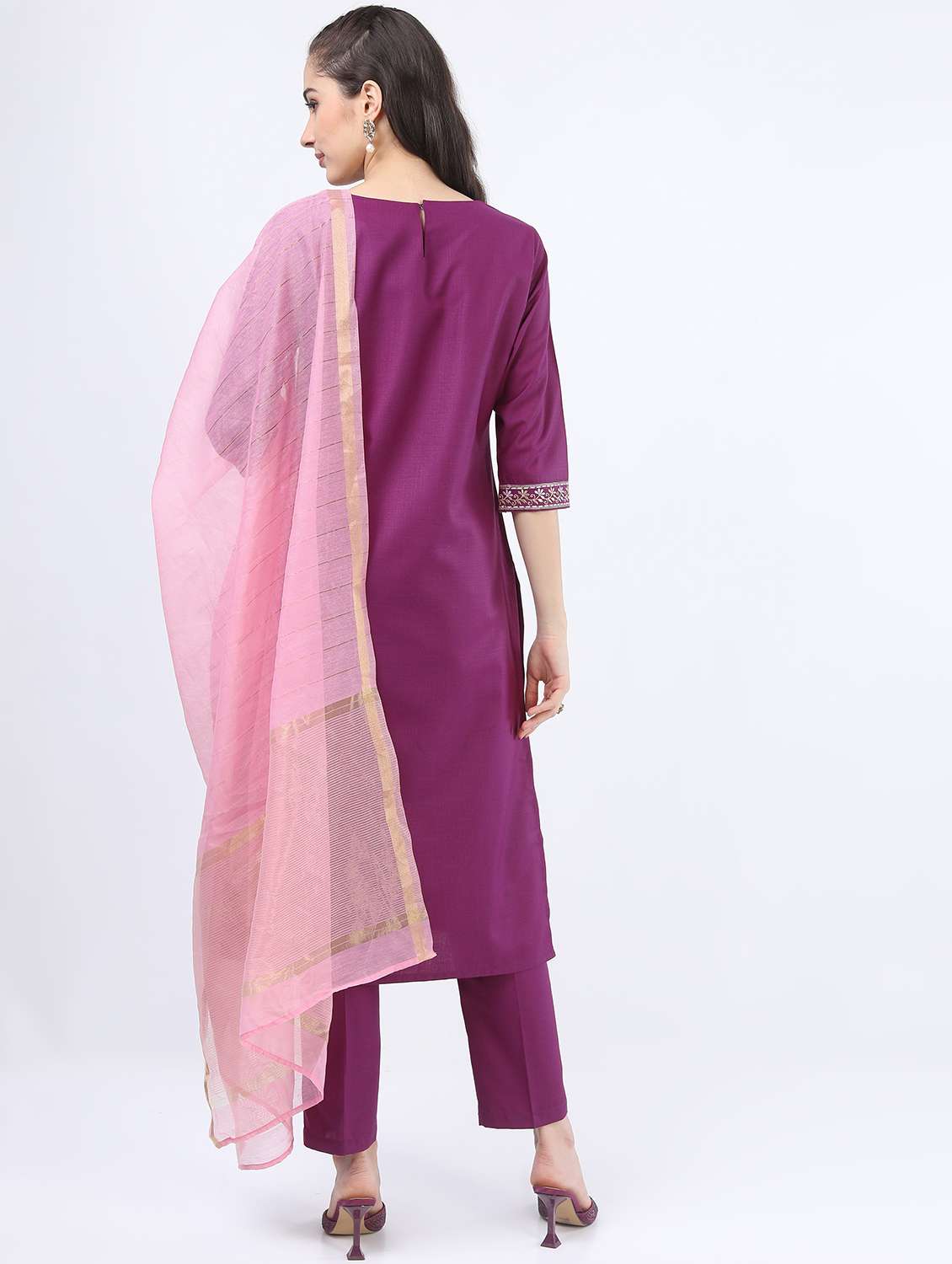 purple self-designed kurta pant set - 21488364 -  Standard Image - 1