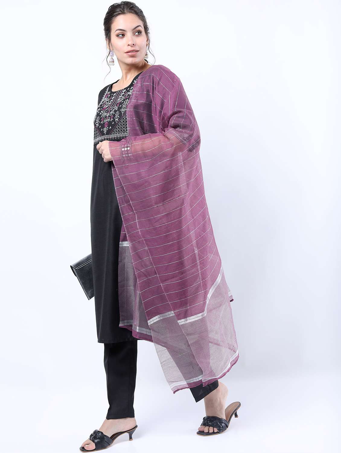 women black kurta pant set with dupatta - 21488369 -  Standard Image - 1