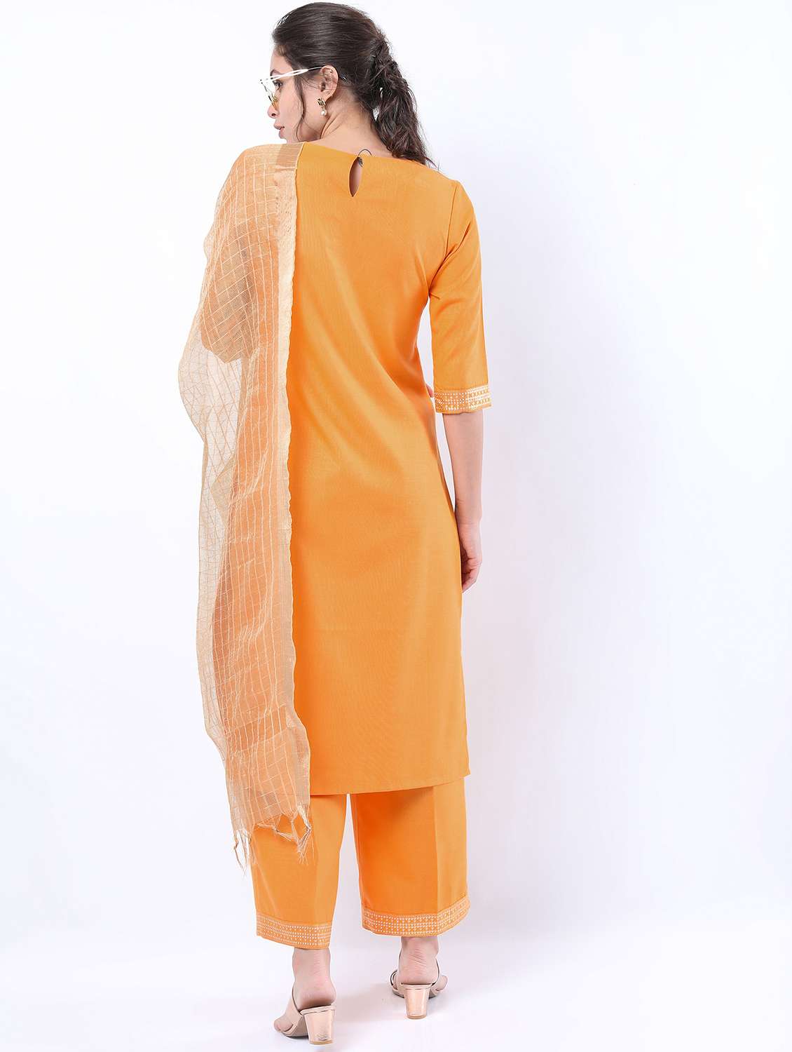 women orange kurta palazzo set with dupatta - 21488378 -  Standard Image - 1