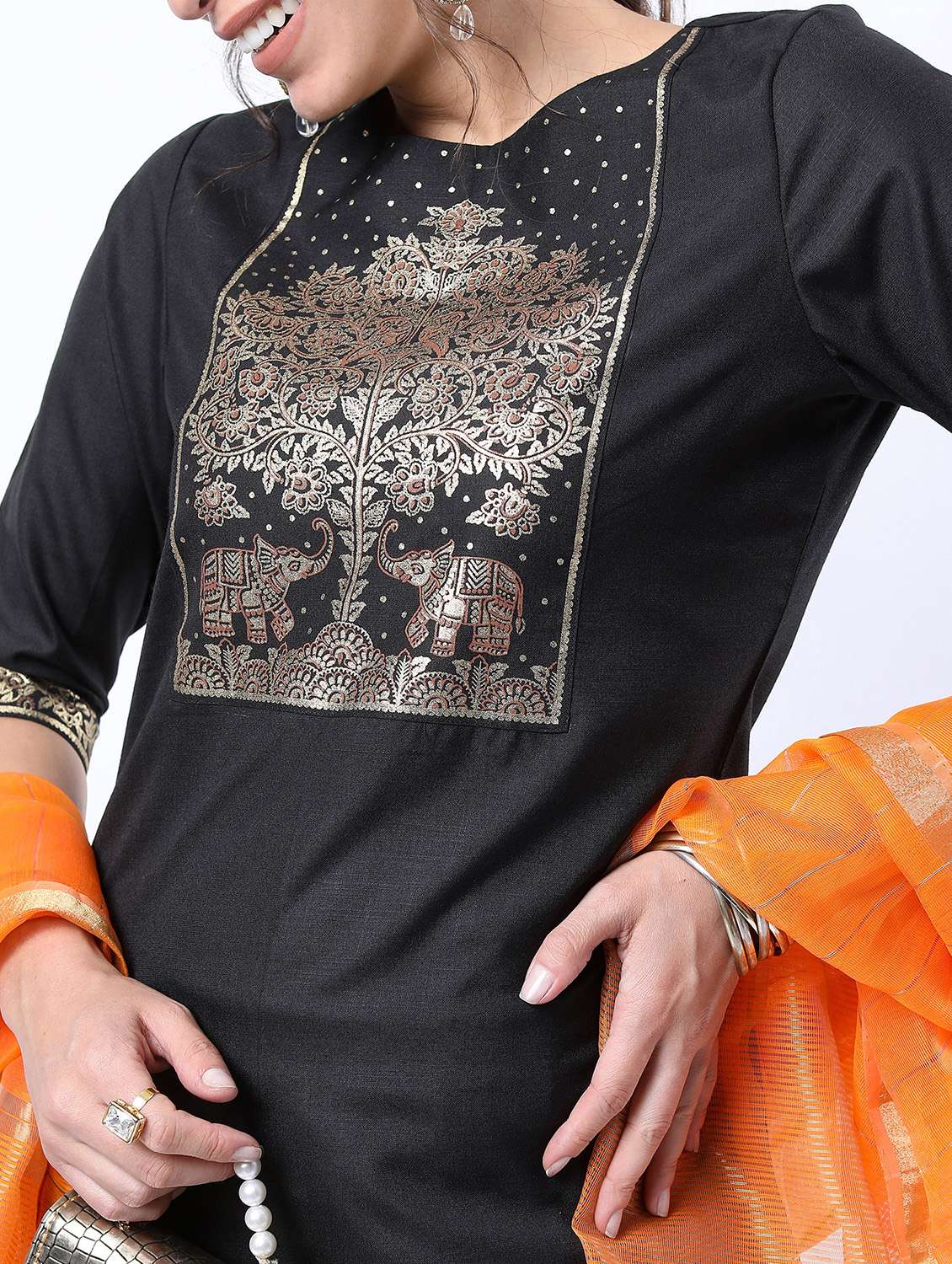 women black kurta palazzo set with dupatta - 21488383 -  Standard Image - 4