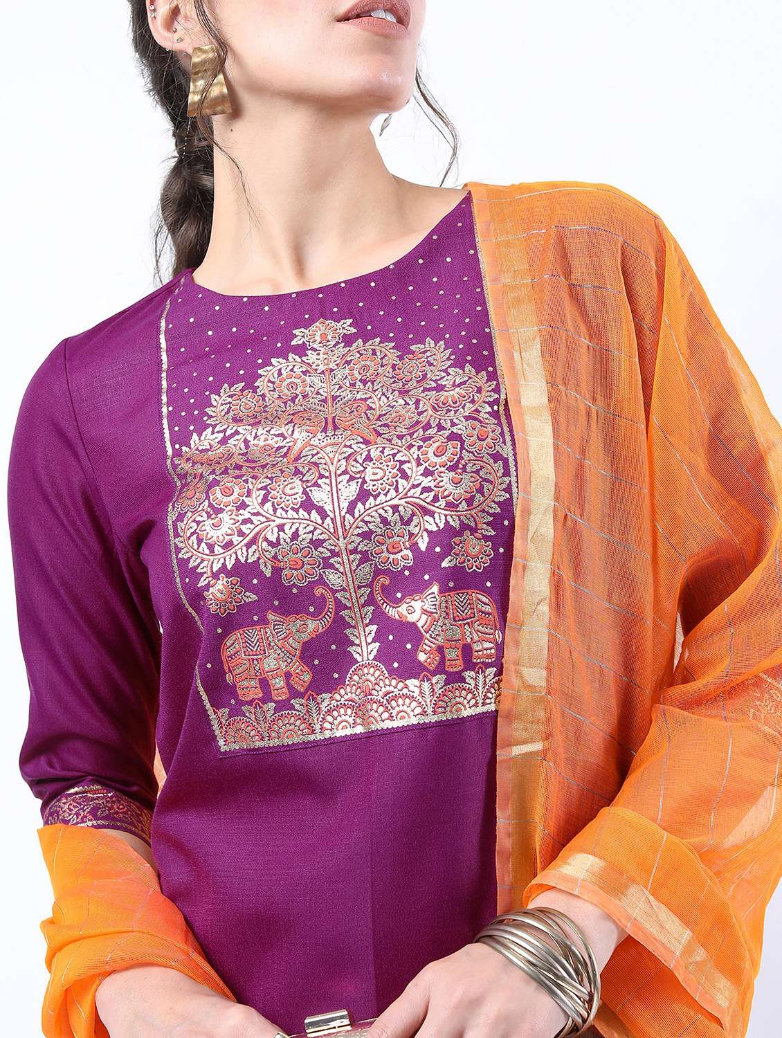 women purple kurta palazzo set with dupatta - 21488385 -  Standard Image - 4