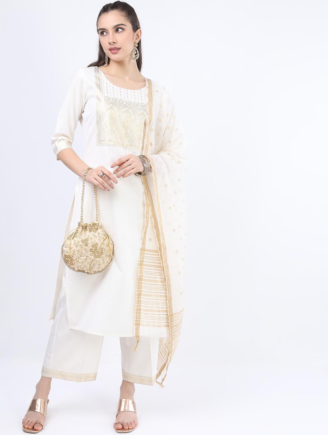 women white kurta palazzo set with dupatta - 21488411 -  Zoom Image - 0