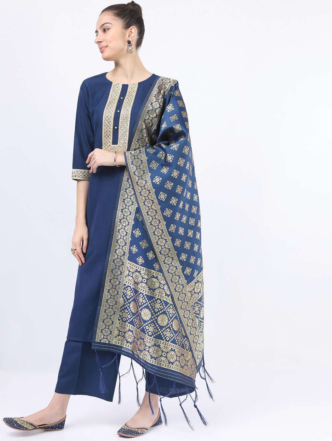 blue self-designed kurta pant set - 21488440 -  Standard Image - 1