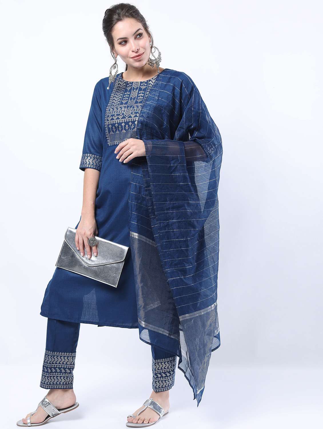 women blue kurta pant set with dupatta - 21488452 -  Standard Image - 1