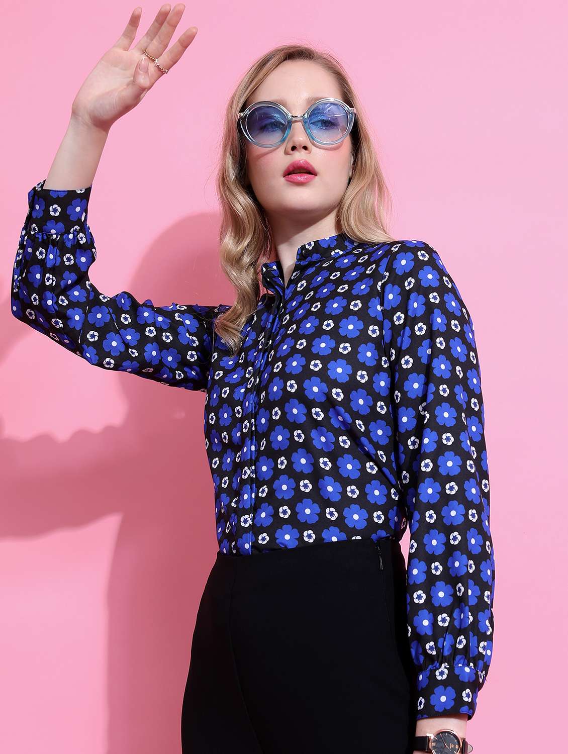 women black cotton blend regular shirt - 21488466 -  Standard Image - 1