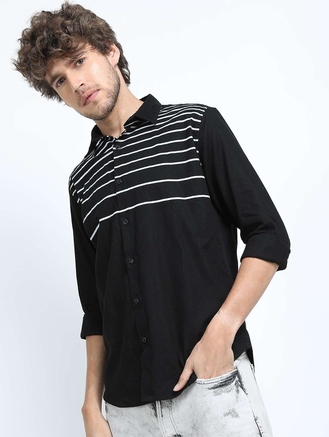men striped casual shirt - 21488513 - Standard Image - 1