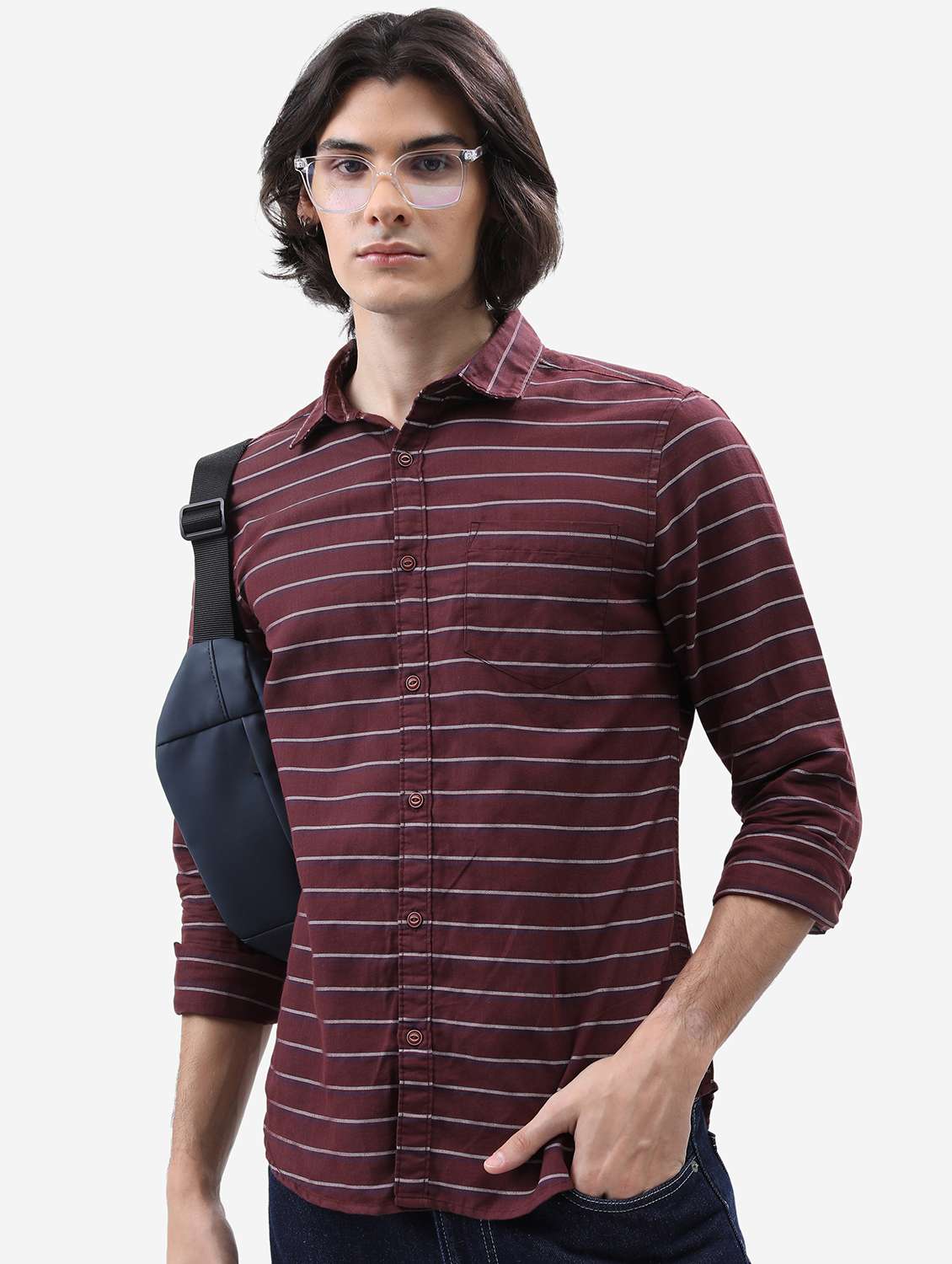 men striped casual shirt