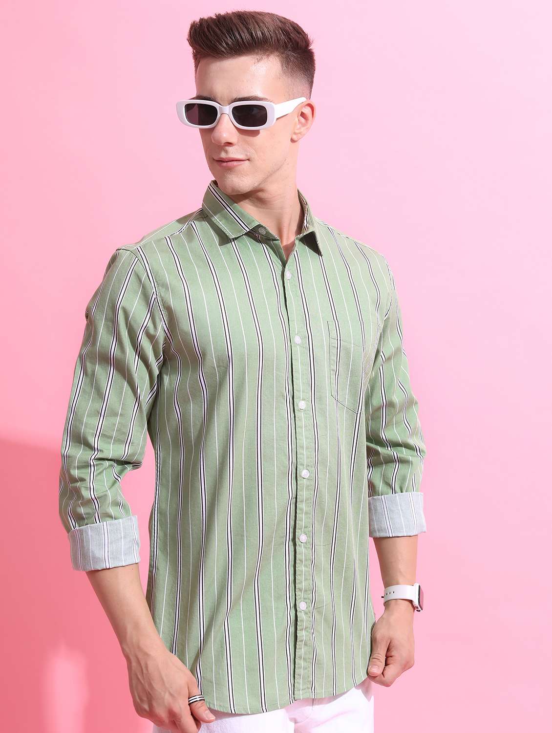 men striped casual shirt - 21488612 -  Standard Image - 1