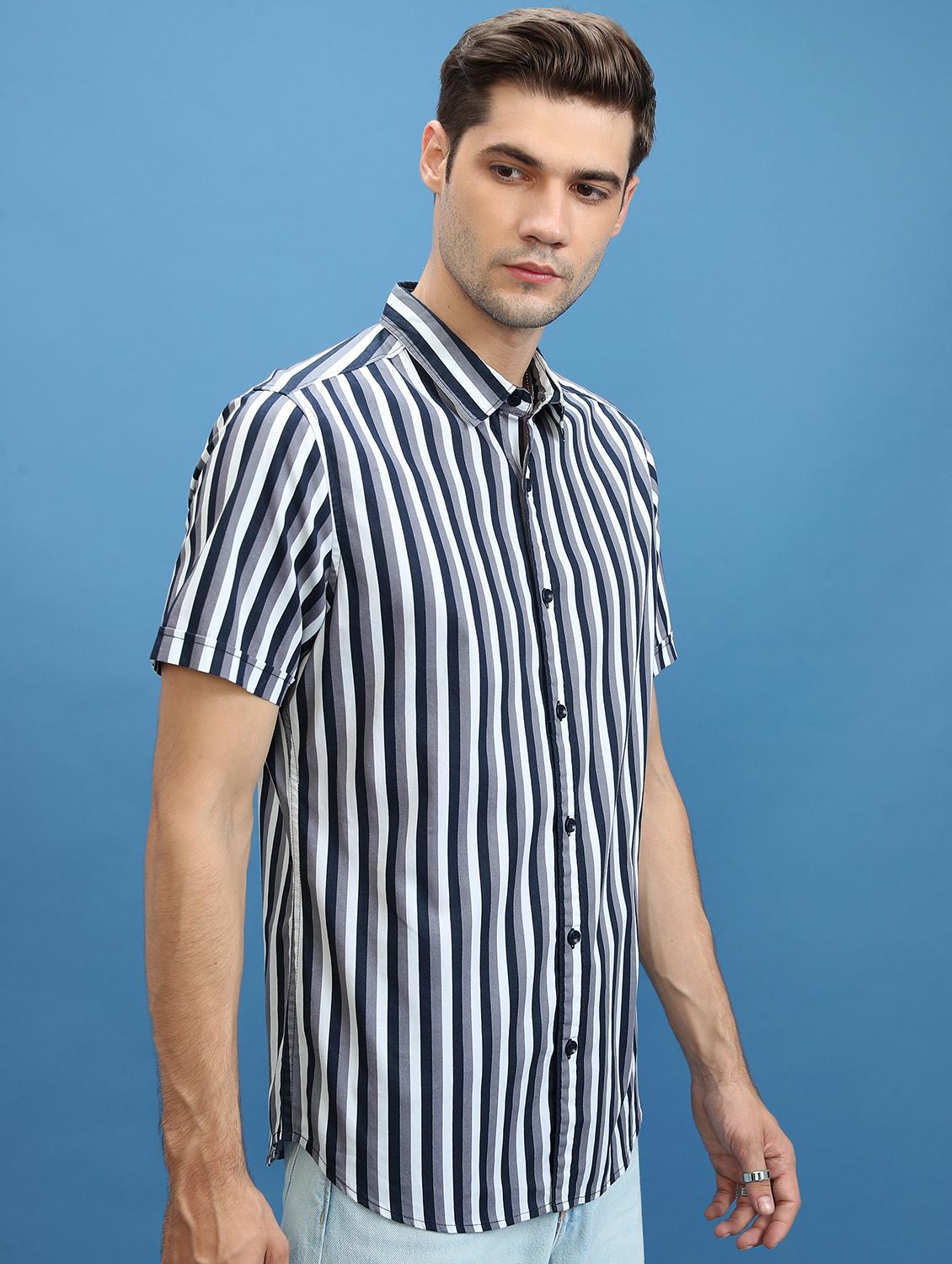 men striped casual shirt