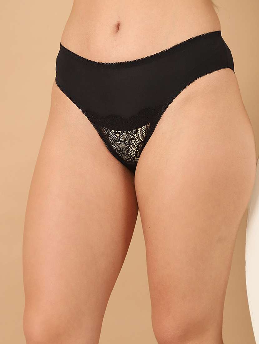 women solid lace bikini panty - 21489177 - Standard Image - 1