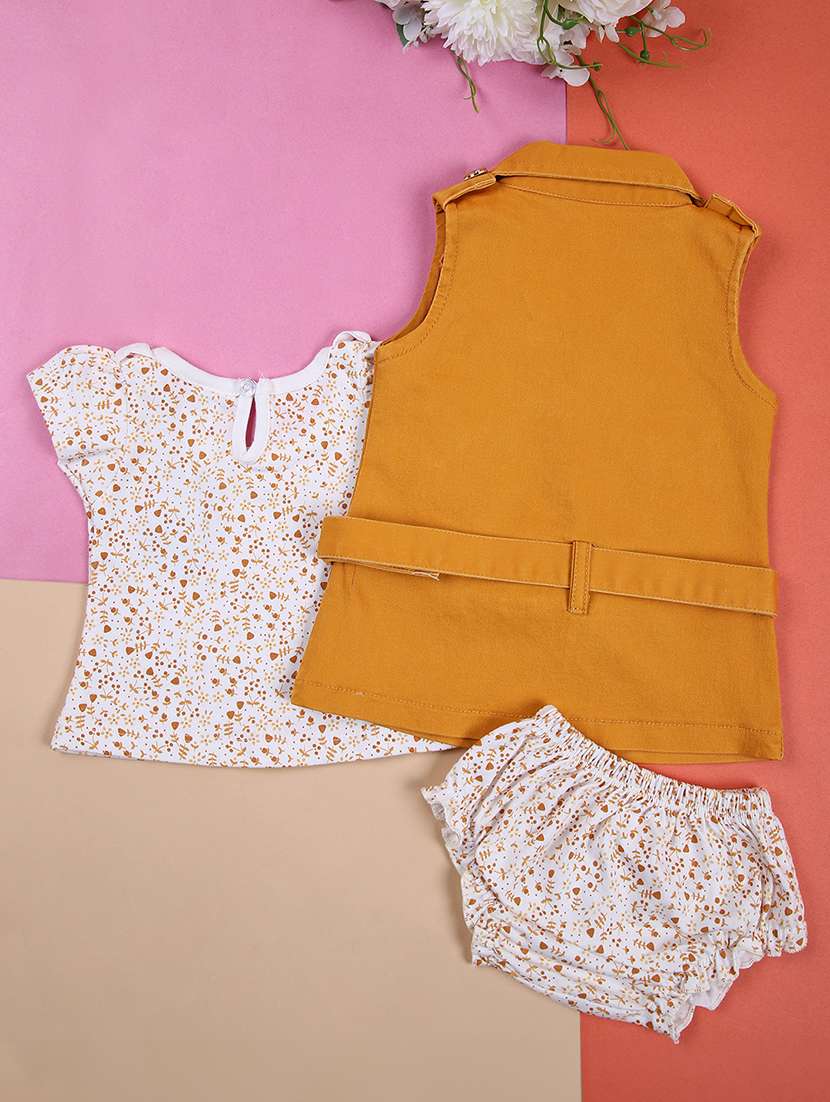 girls printed dungaree set with bloomer - 21489237 -  Standard Image - 1