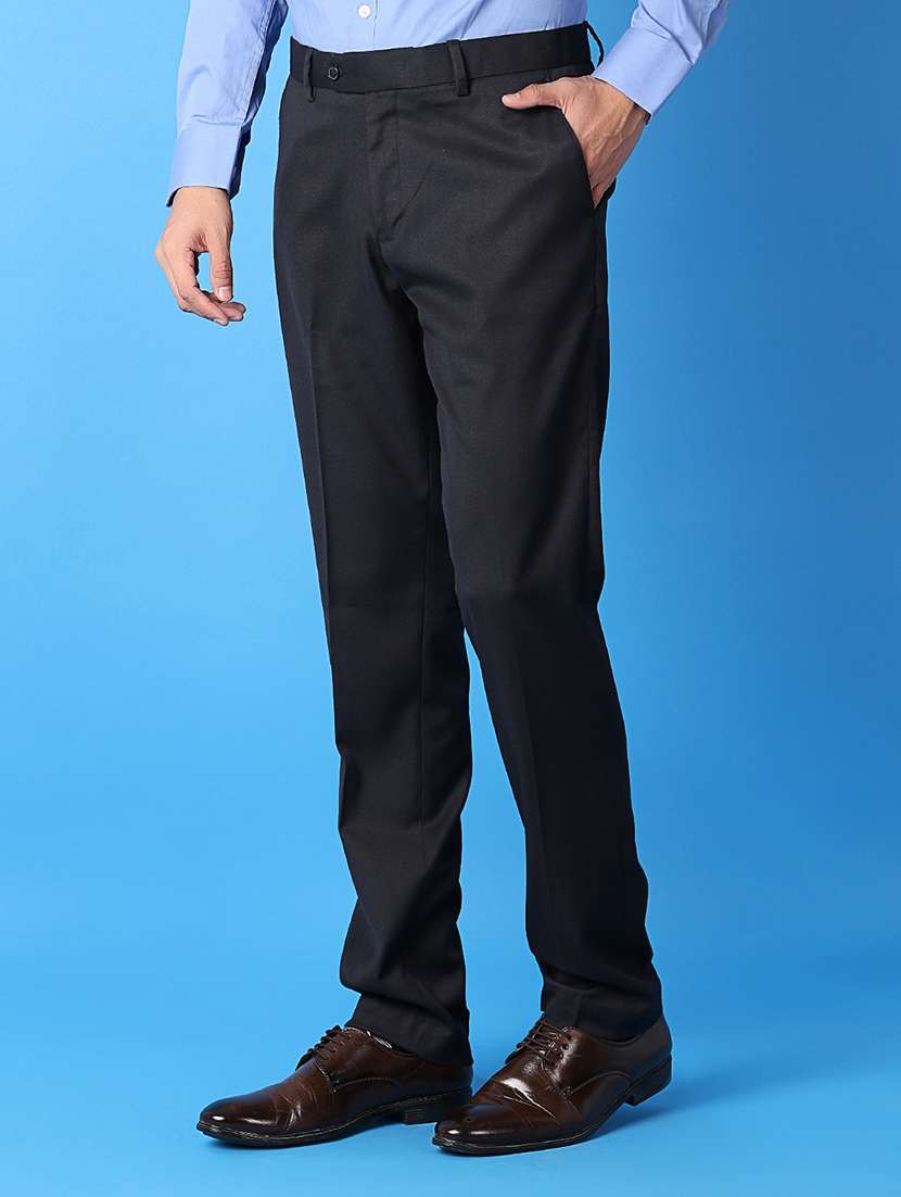 men solid flat front formal trouser - 21489279 - Standard Image - 1