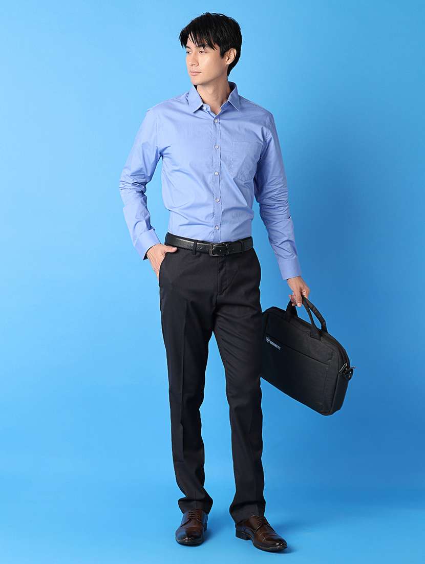 men solid flat front formal trouser - 21489279 - Standard Image - 4