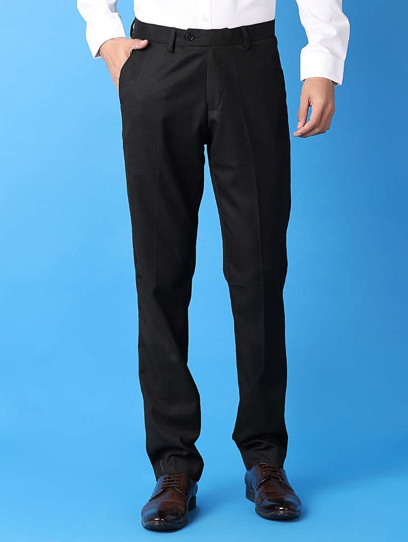 men mid-rise solid formal trouser