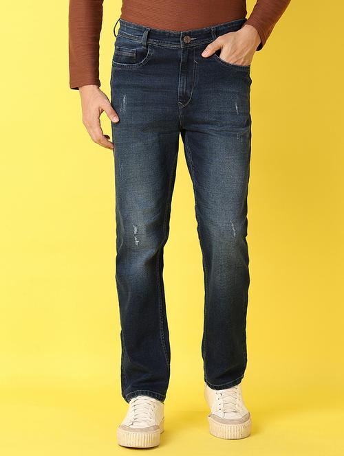 men mid rise distressed straight fit denim jeans - 21489427 - Standard Image - 0