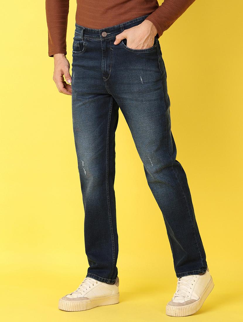 men mid rise distressed straight fit denim jeans - 21489427 -  Standard Image - 1
