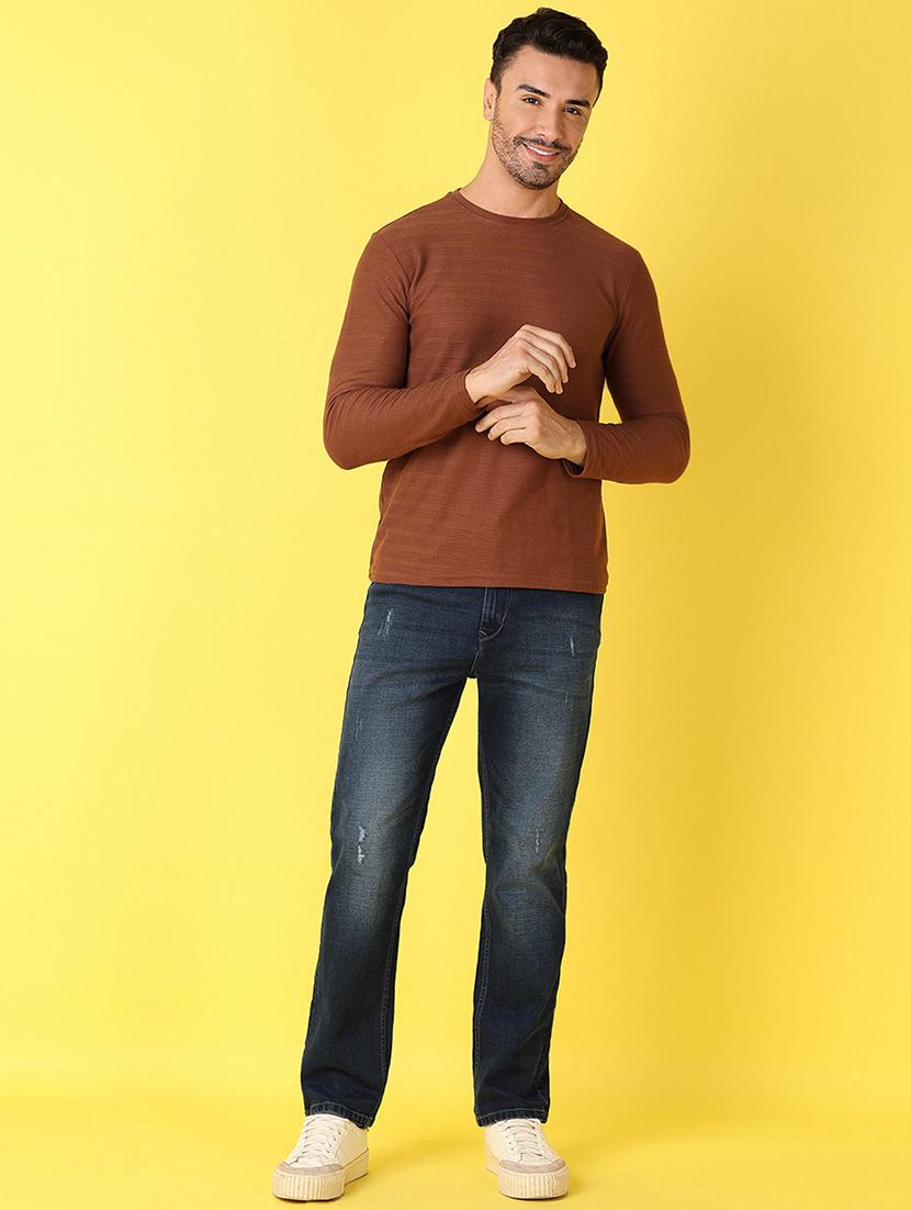 men mid rise distressed straight fit denim jeans - 21489427 - Standard Image - 4