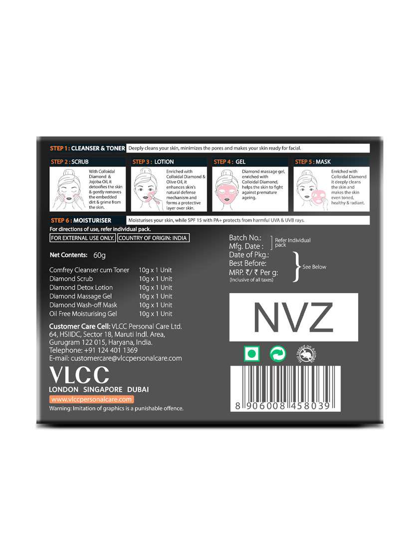 diamond facial kit with diamond bhasma & bright glow serum facewash with vitamin c serum & charcoal  - 21489623 -  Standard Image - 6