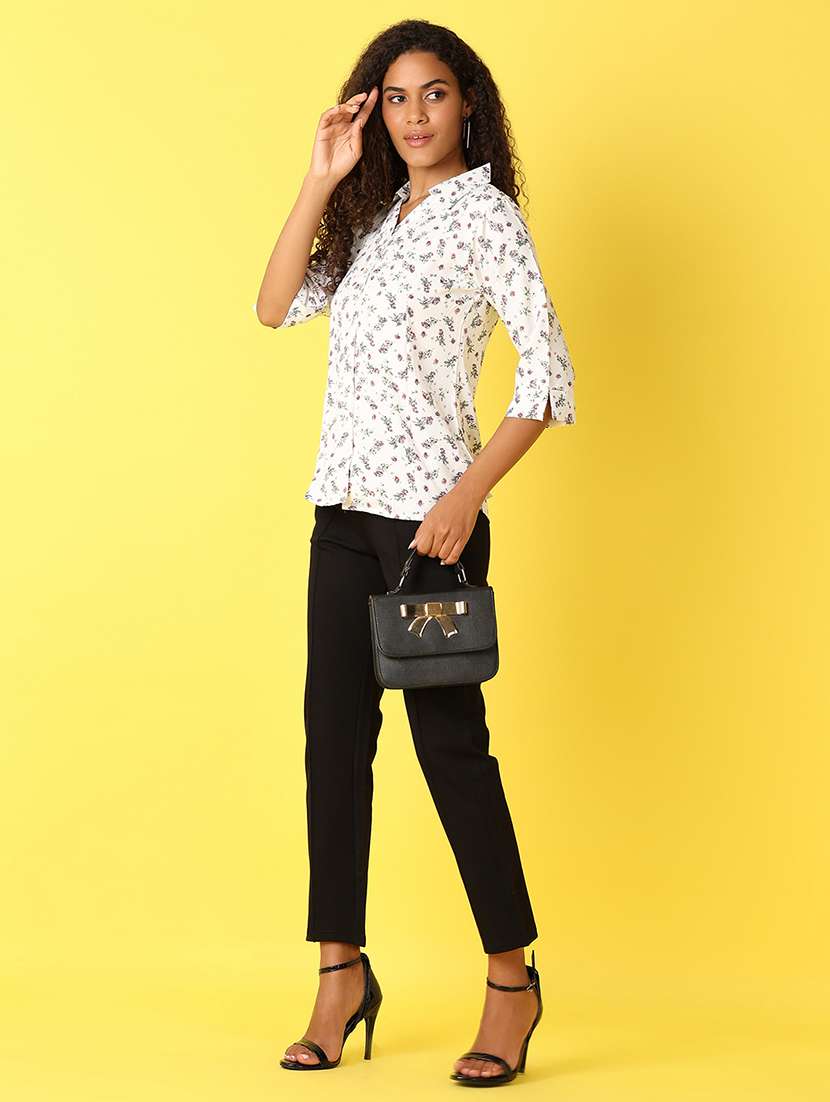 women black solid chinos trouser - 21489815 -  Standard Image - 4