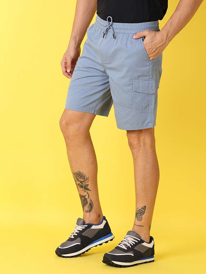 men light blue solid shorts - 21489974 -  Standard Image - 1
